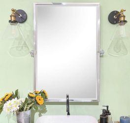 TEHOME Chrome Pivot Mirror Tilt Bathroom Mirror in Polished Nickel Tilting Beveled Vanity Mirrors