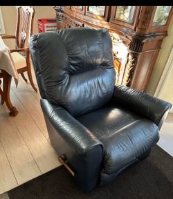 Lazy Boy Leather Recliner - Navy Blue