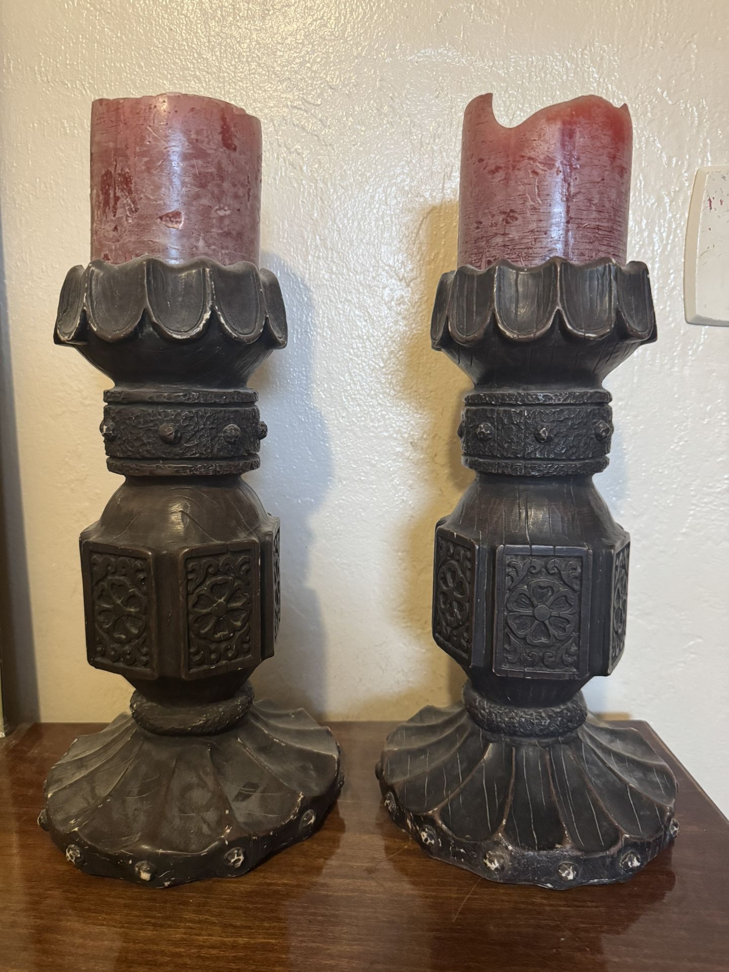 Candle Pillars, 2 @ 14” H