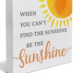 Country Sunshine Wood Sign Decor Desk Sign Summer Sunshine Quote Sun Wooden Block Sign Rustic Home Office Shelf Wall Decoration