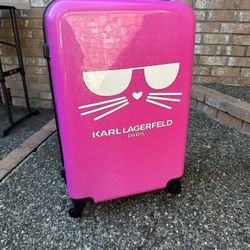 Karl Lagerfeld Pink Suitcase Carry On