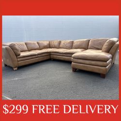 LEATHER 3 piece SECTIONAL couch sofa recliner (FREE CURBSIDE DELIVERY)