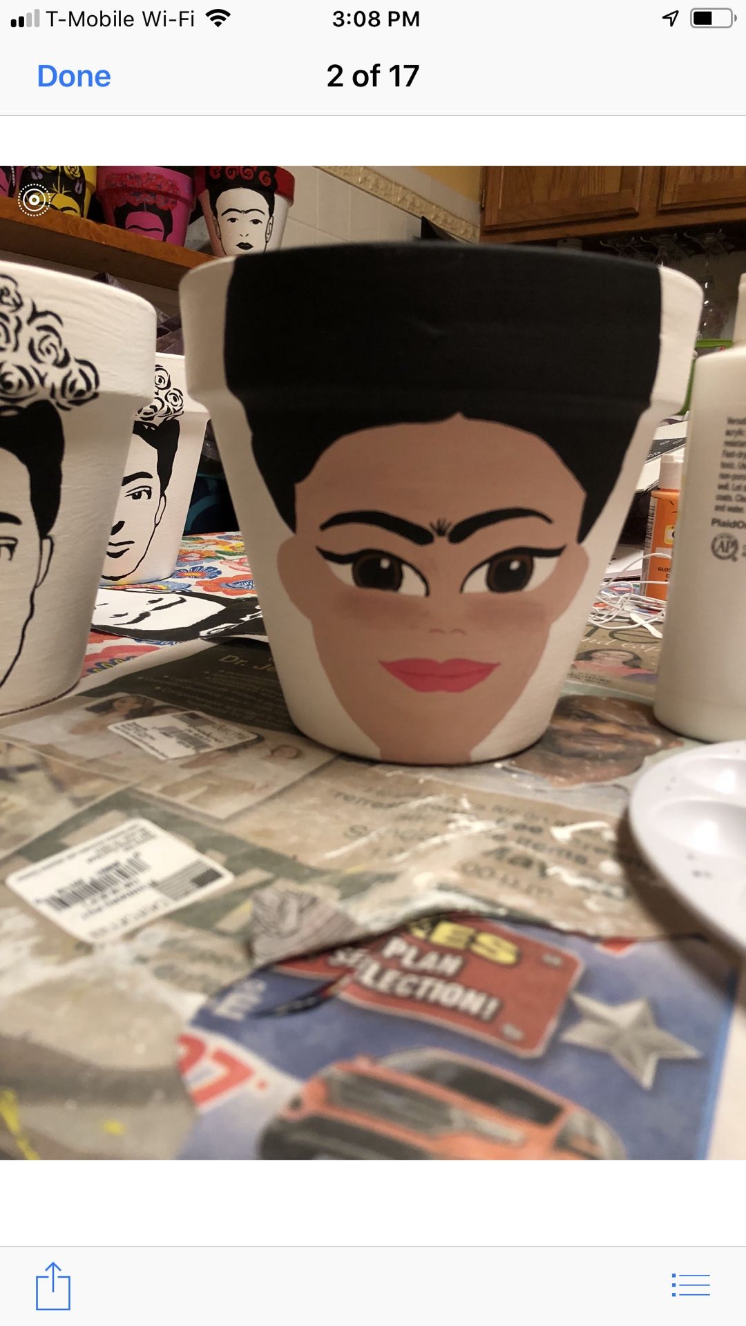 Plants in super cute hand painted pots