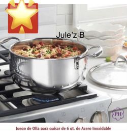 Princess House. Olla De 6 Qts Tri-ply Nueva En Su Caja