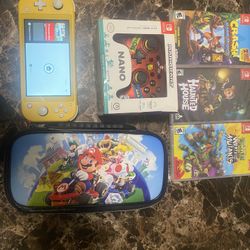 Used Yellow Nintendo Switch Lite  Bundle With 3 Games 2 Games Brand New 1 Controller 160 OBO