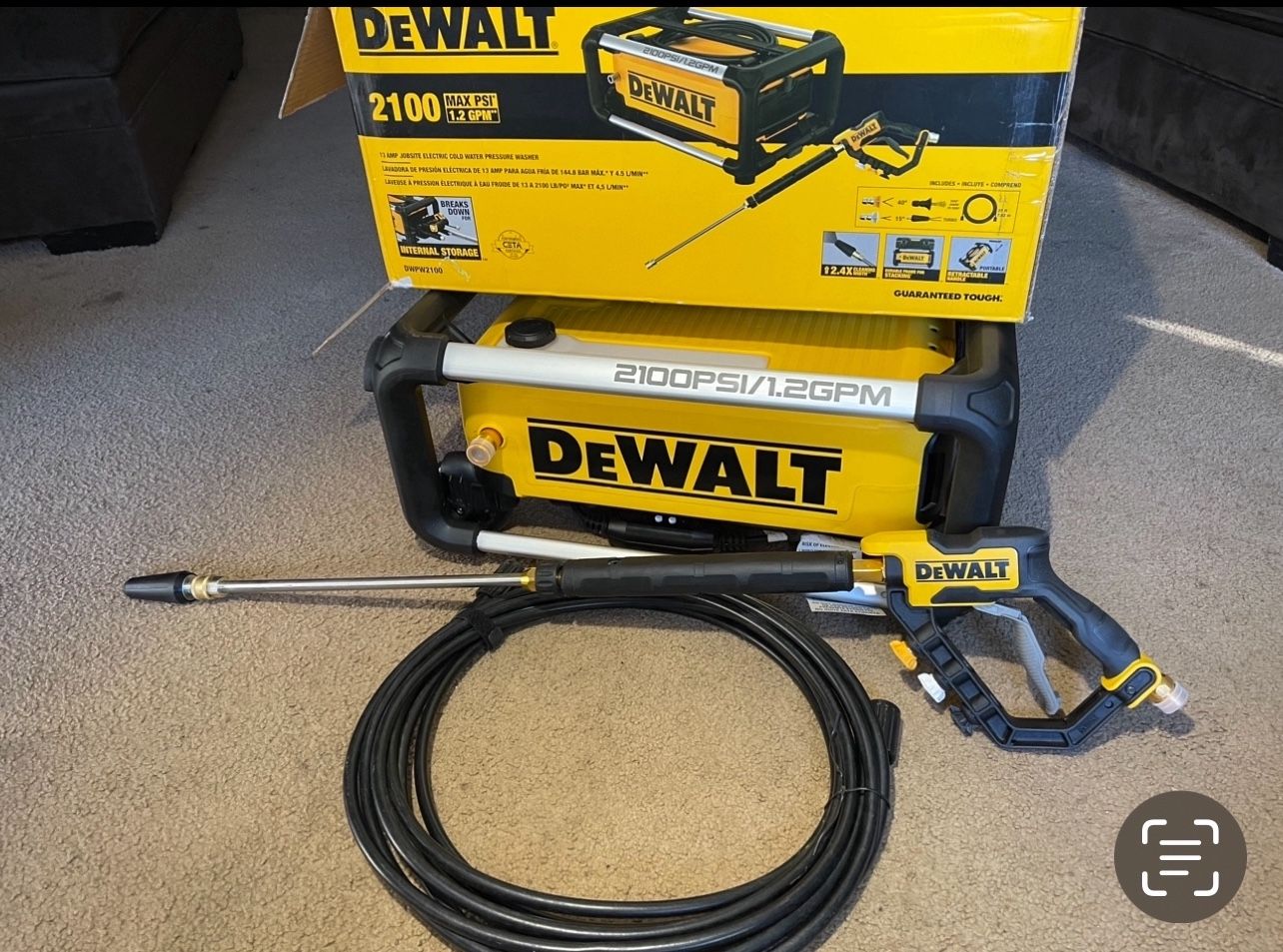 DEWALT 2100 PSI 1.2 GPM 13 Amp Cold Water Electric Pressure Washer with Internal Equipment Storage