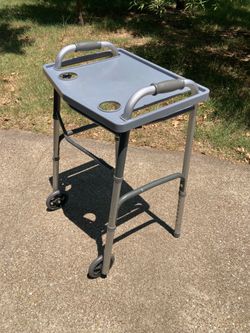 Walker with wheels and tray