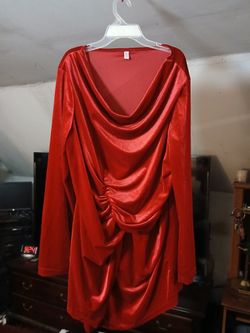 Long Blouse  Top Red Velour New