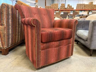 HEKMAN Ombre Pattern Piped Chenille Swivel Accent Chair with Nailhead Trim