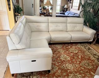 Coconut Milk Leather Double Electric Reclining Sectional