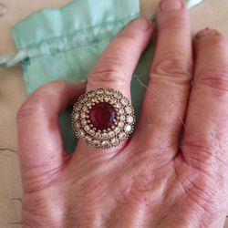 Ruby With Zircon 925 Sterling Silver Rung