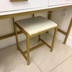 White and Gold Vanity Chair