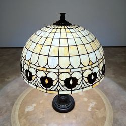 Tiffany Style Table Lamp Multicolor Stained Glass Dome Shade Floral