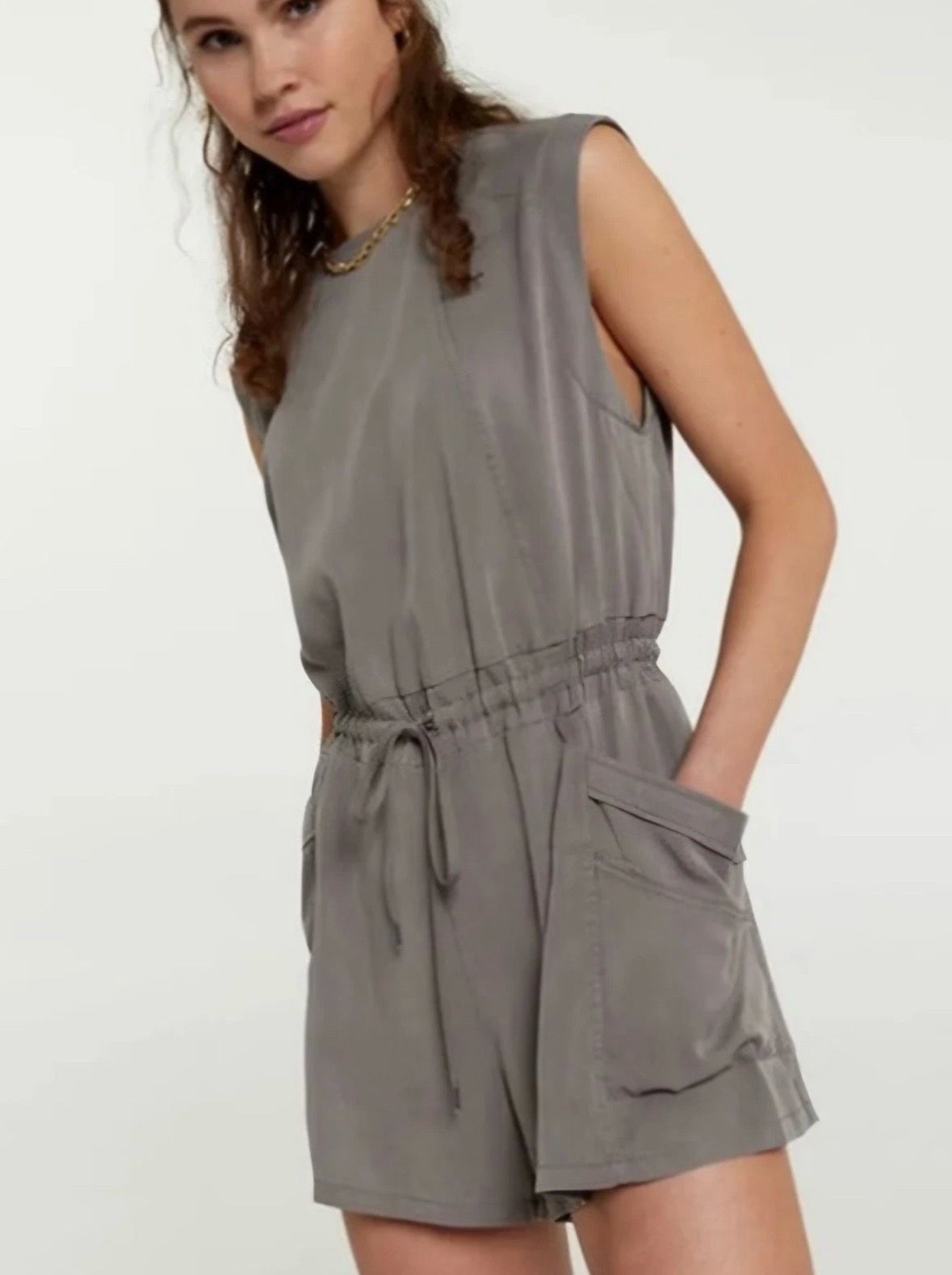 Calia Gray Sleeveless Romper Shorts Small Athleisure Lounge Travel Soft Casual