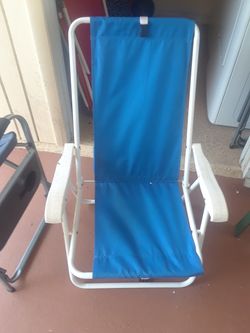 Blue folding camping beach chair
