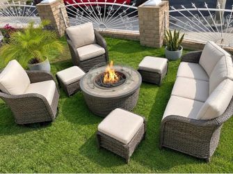Brand new patio set Fire pit propane