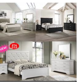 4- Pc Bedroom set Dresser,Mirror  Nightstand (1) Queen size bed frame  Not including Mattress and Box Sp