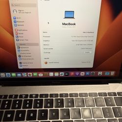 Macbook Retina 2017 8gb Of Ram 1.2GHZ Dual Core Intel Core M3 256gb Of Flash Drive Running macOS Ventura 