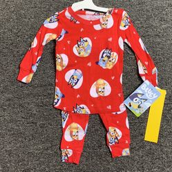 New Bluey boy or girl Valentine’s Day pajama set - Size 12, 18 Month, 2T Or 4T 