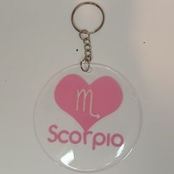 Pink heart handmade zodiac keychain 3 in