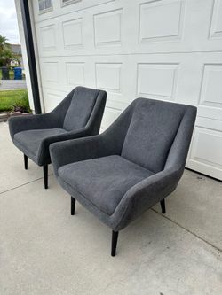 2 mid century modern barrel chairs