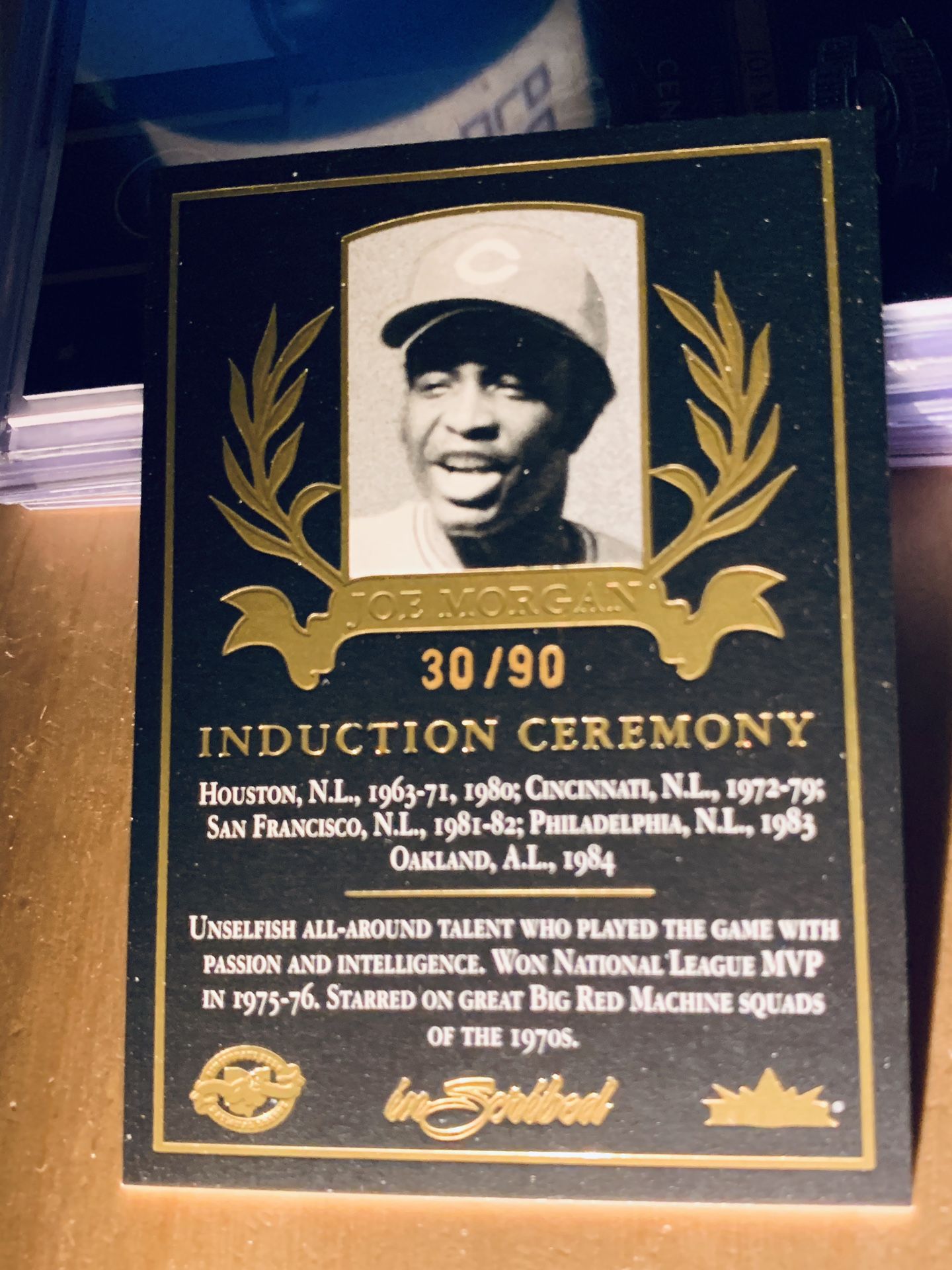 2004 fleer Inscribed Joe Morgan Indiction Ceremony Super Short Print 30/90 HOF Reds, Astro’s, Giants, Phillies and Athletics