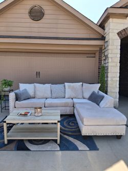 Cream Velvet Sectional Couch- Free Delivery