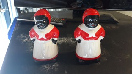 Pair of vintage African American maid salt and pepper shakers