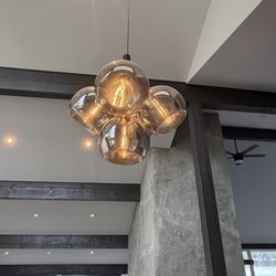 Modern Smoked Glass Globe Chandelier