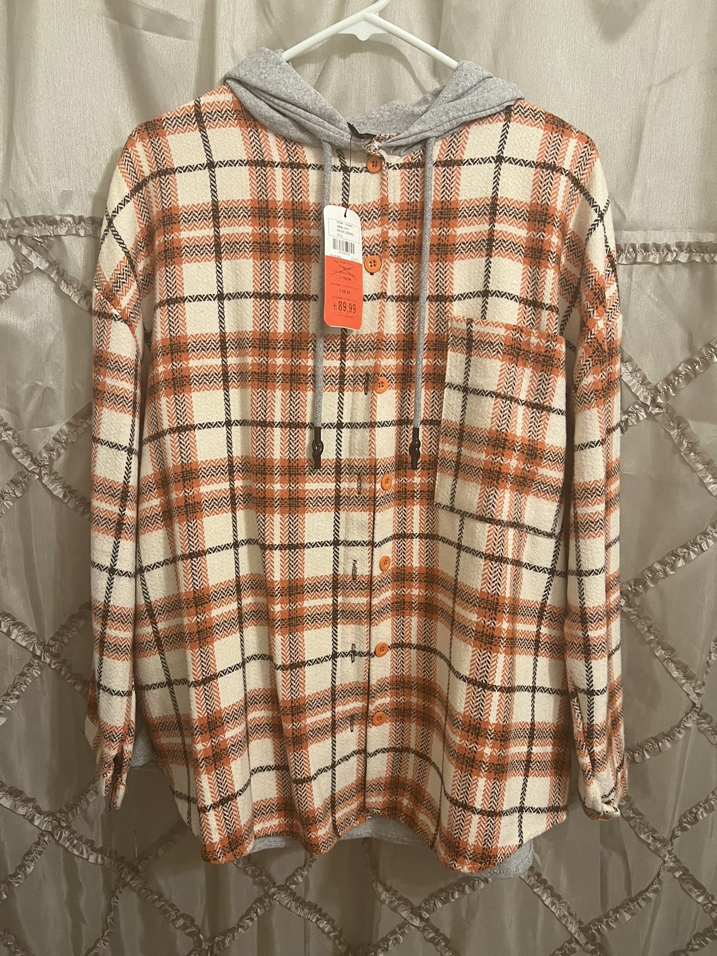 Virgin Wool Plaid Fitted Flannel Shirt Women's Size L 