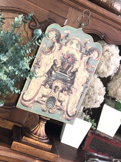 Wooden Footed Table Top Art - Art Deco