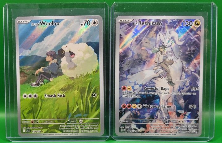 Hop's Wooloo #170 Pokemon & N's Reshiram #167 Pokemon Journey Together, IR, FP