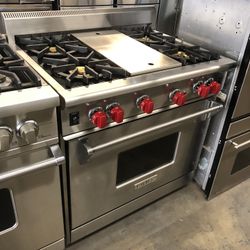 Wolf 36” Stainless Steel Gas Range Stove 