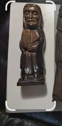 Apostle With Bible 1970s Handcarved wooden statue Of St. Nickolas of Myra Norway