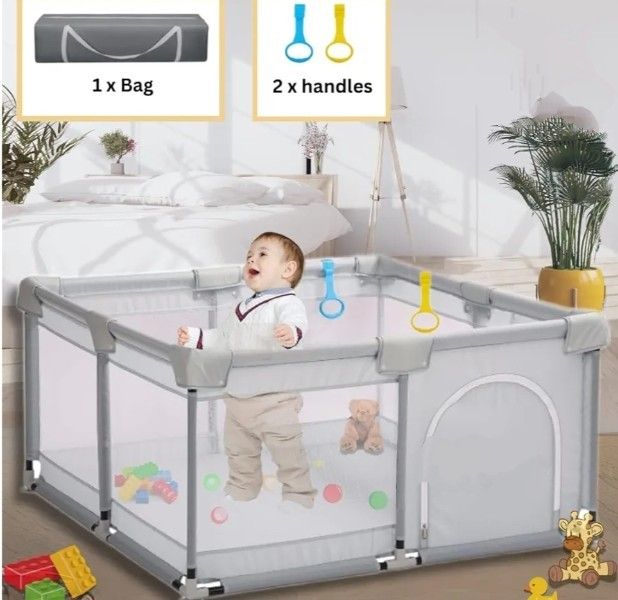 Brand New In Box Large 47"x47"x27 Baby Playpen Storage Bag & Pull Rings Portable Toddler Activity Center Child Paly Yard