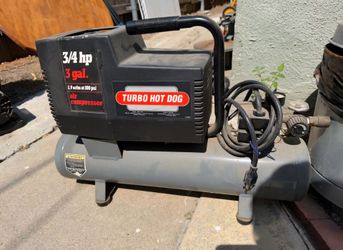 Turbo Hot Dog Portable 3/4 HP Motor Air Compressor 3 Gallon Tank