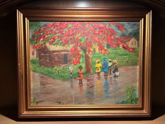 Caribbean Village Oil Painting