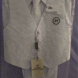 New Toddler Boys White Tuxedo Suit 2t