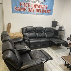 Winter Clearance Sale. Santiago, Black Leather Reclining Sofa And Loveseat Set Only $1199. Easy Finance Option. Same-Day Delivery.