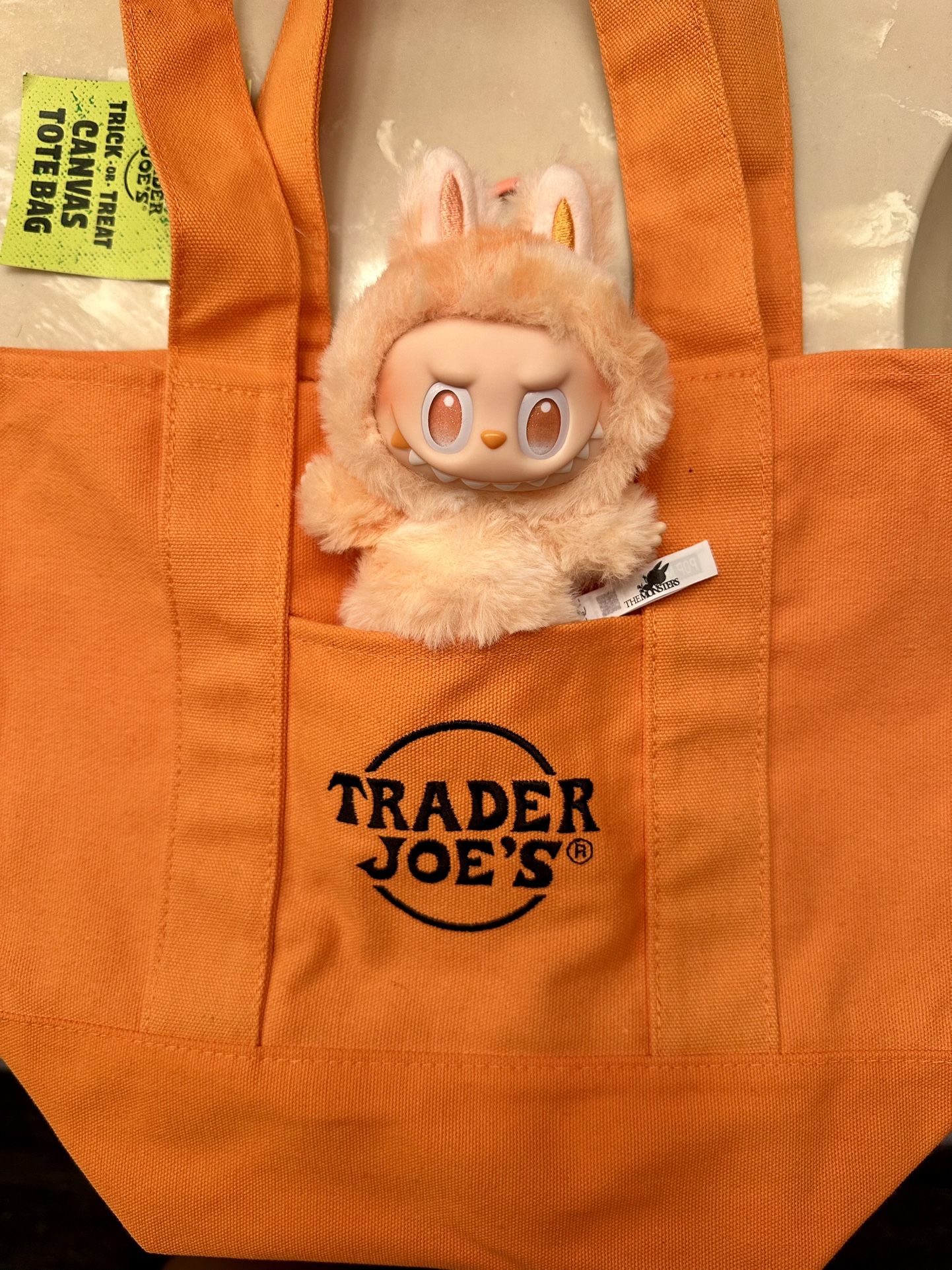 Labubu BIE Plush Pendant HAPPINESS + Trader Joe’s Trick-or-Treat Mini Tote