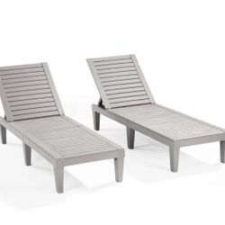 Nestl Patio Chairs - Grey Chaise Lounge Chair Outdoor, 5-Position Adjustable Sun Tanning Chair, Wate
