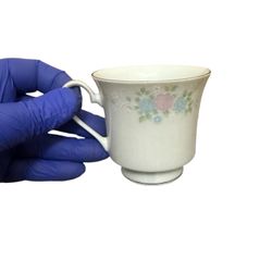 Vintage Set Of 12 China Garden Teacup - Floral Gold Rim