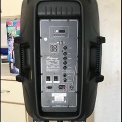 Rechargeable Music player - 15” Woofer  MICROPHONE & CHARGER INCLUDED ! Bluetooth - Fm Radio - Rechargeable  USB PORT - SD MEMORY SLOT - Portable  Com