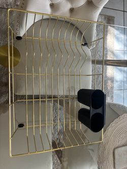 Gold Wire Dish Drying Rack with Utensil Holder