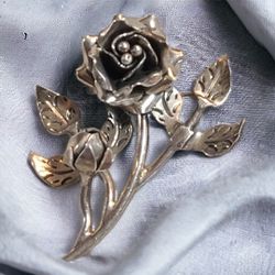 Vintage ROSE Sterling Silver 925 Brooch Pin Taxco Mexico TC Flower TC-16