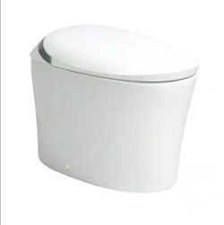 Elongated White Smart Bidet Toilet with Tank 1.08/1. 45GPF Dual Flush, Foot Sensor Flush, ADA Height, Auto Temp Adjust
