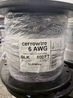 Cerrowire 6 AWG THHN/THWN-2 Black Copper Wire 500 FT