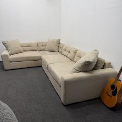 DEEP Beige Sectional Couch - Nest Beige Performance Fabric Weave 140" 4 pc Modular - Can Deliver