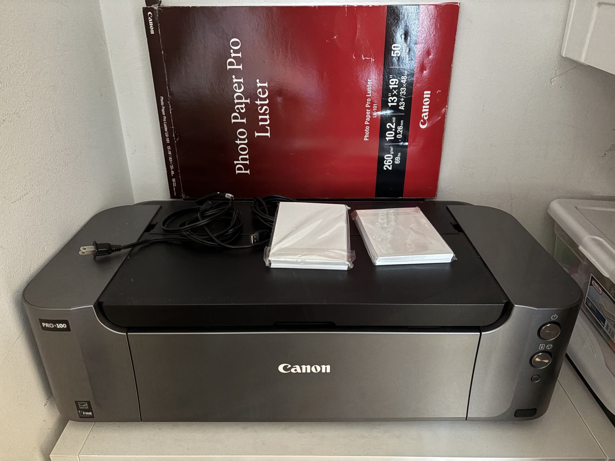 canon pixma pro 100 photo printer and paper