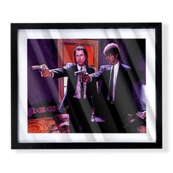 Pulp fiction custom art piece of Jules and Vincent in black frame